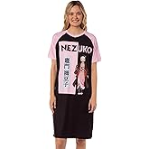 Bioworld Demon Slayer Women's Nezuko Kamado Anime Character Pajama Sleep Shirt Raglan Nightgown