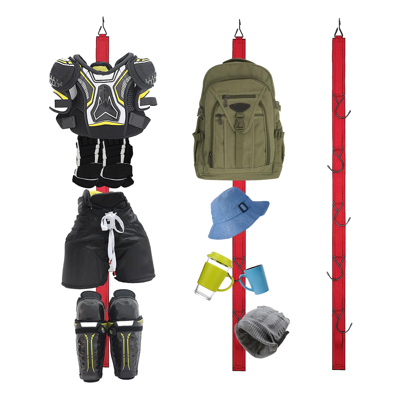 XITVVyg Hockey Drying Rack, Sports Gear Organizer with 5 Hooks For Home Travel Outdoor Baseball Using in Hockey Skating Football Lacrosse Camping Fishing- Sports Gear Hanger,Ice Hockey Gifts (Red)