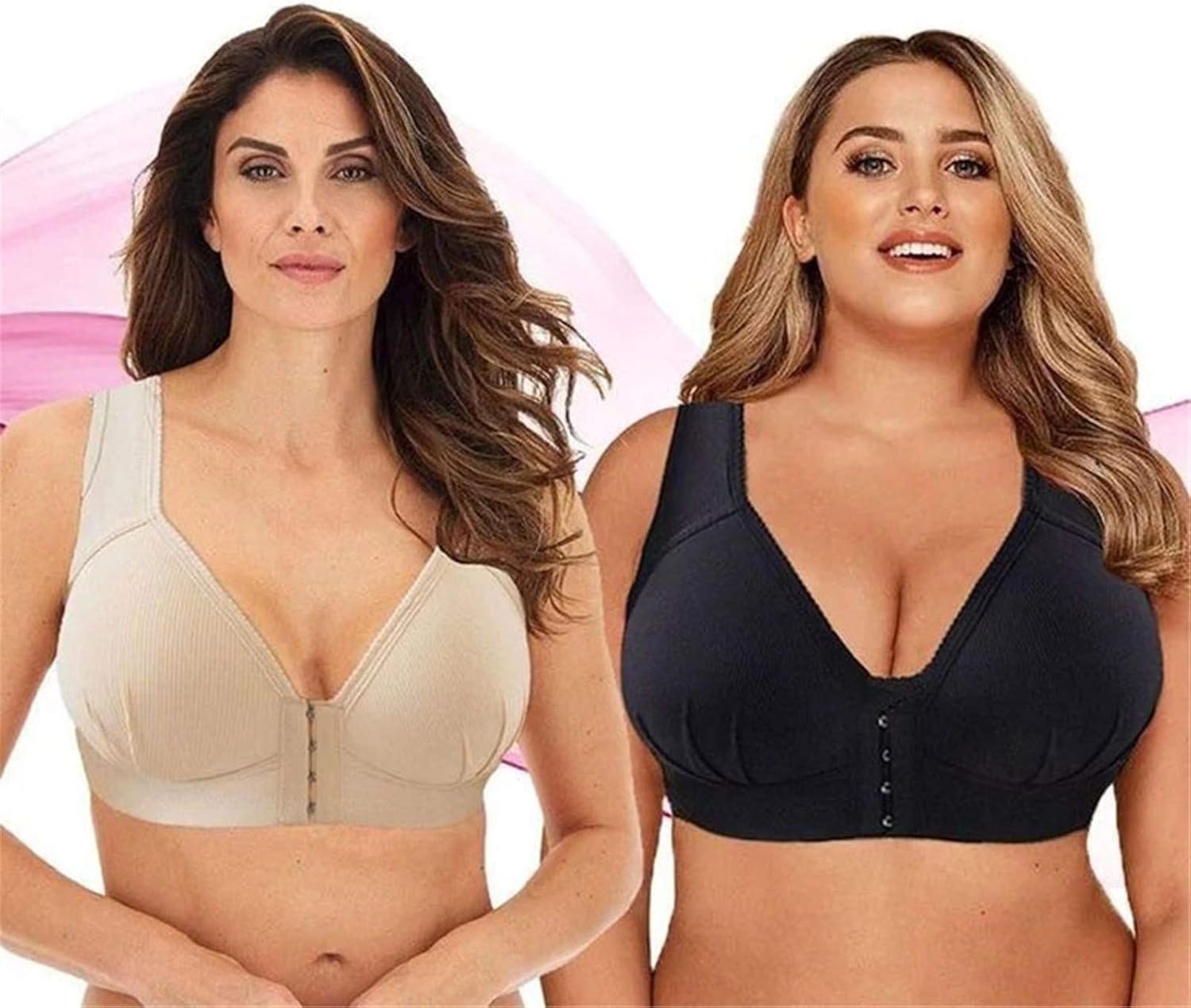 AMYGG BraPlus Size Front Closure Elastic Push Up Comfort Bra,Oversized