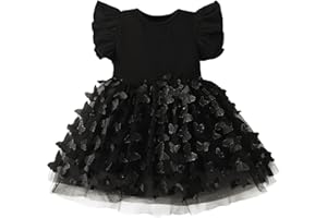 TENTIDE Baby Girl Butterfly Dress Tutu Ruffle Sleeveless Dresses Photograph Party Outfits Birthday Gift