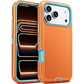 Jelanry Case for iPhone 17 Pro 5G 6.3-inch, Heavy Duty Rugged & Dual-Layer Shockproof Dropproof Protection w/Port Anti dust Scratch Armor Back Cover Phone Case for Apple iPhone 17 Pro, Orange/Blue