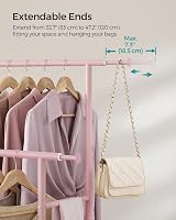 SONGMICS Double Clothes Rack on Wheels 83-120 cm Heavy Duty Pink HSR133R01 view 3