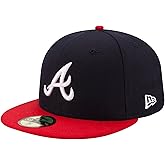 New Era MLB 59FIFTY 2-Tone Authentic Collection Fitted On Field Game Cap Hat (as1, Numeric, Numeric_7_and_7_eighths, Atlanta Braves)