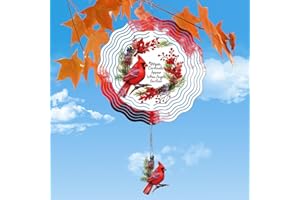 Rngmsi Cardinal Wind Spinners Outdoor - Cardinal 3D Metal Yard Wind Spinner Hanging Decor Garden Porch Thanksgiving Day Gifts for Mom Grandma Women (12 x 12 inches)