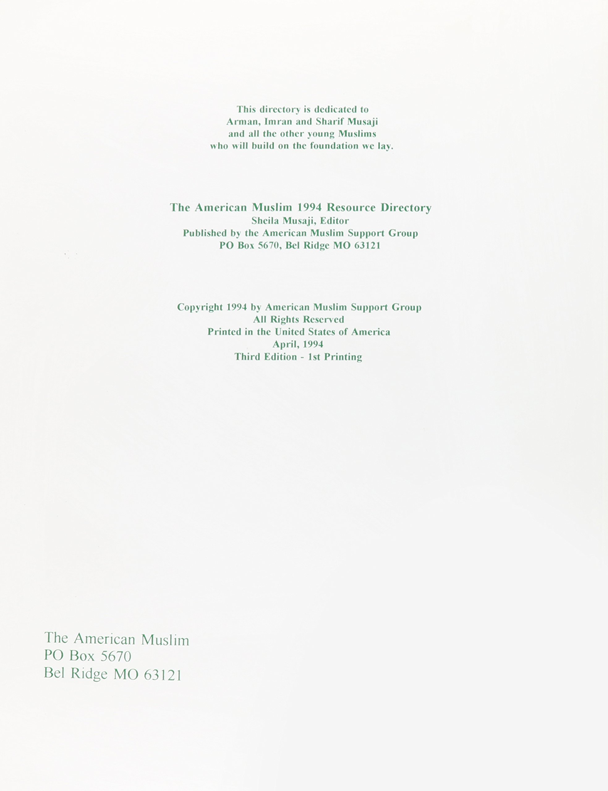 The American Muslim A Muslim By Conviction 1994 Resource Directory Musaji Sheila 9781567445084 Amazon Com Books