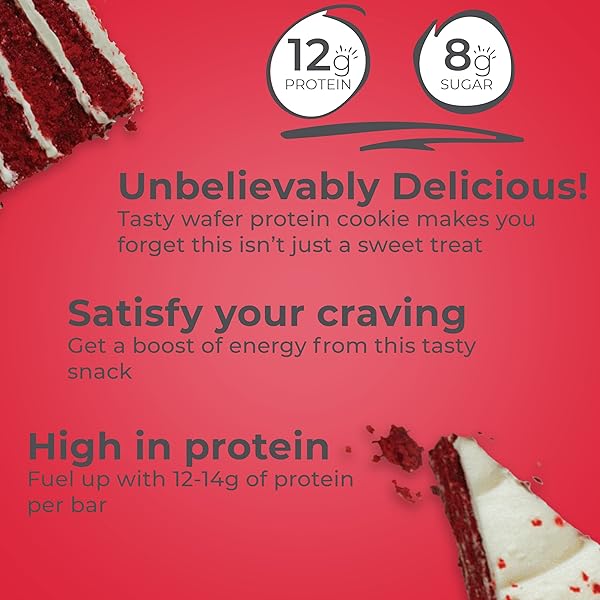 POWER CRUNCH PROTEIN WAFER BARS, HIGH PROTEIN SNACKS WITH DELICIOUS TASTE, RED VELVET, 1.4 OUNCE (12 COUNT)
