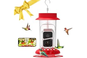 Soliom Humbirdy-The Original Hummingbird Feeder Camera with Ant Moat,Bee Proof,AI Identify Bird Species,Bird Watching Camera W/ 3 Feeding Ports,Instant Notifications,Gifts Ideas for Family(16 Ounces)
