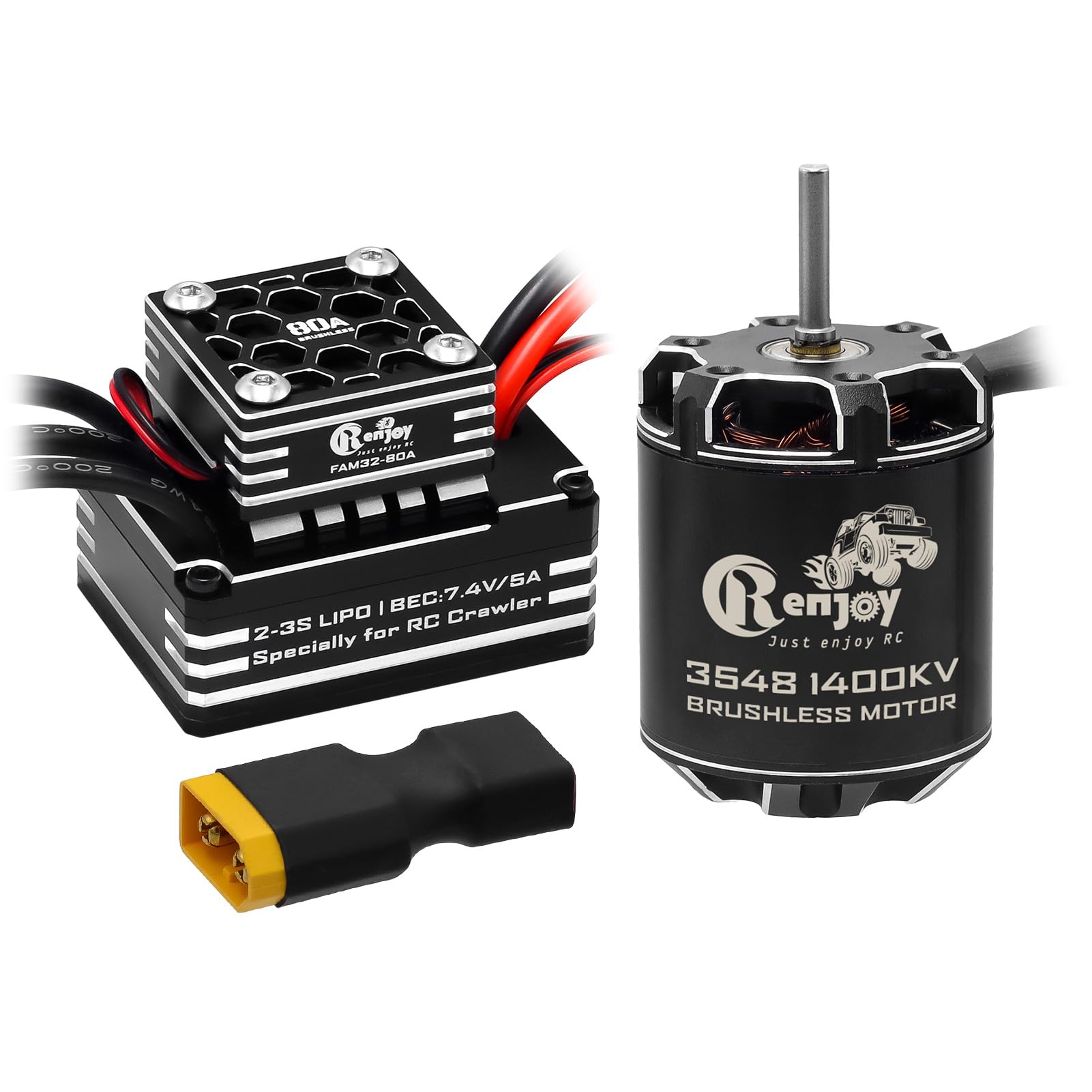 Photo 1 of 3548 1400KV Brushless Outrunner Motor with AM32 80A Brushless ESC Electric Speed Controller for 1/10 Remote Control Crawler Upgrade