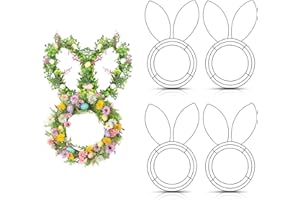 4 Pack Easter Bunny Wreath Forms - 16 Inch Carrot/Bunny Shaped Form Metal Frame Set for DIY Holiday Decor, Indoor Outdoor Doo