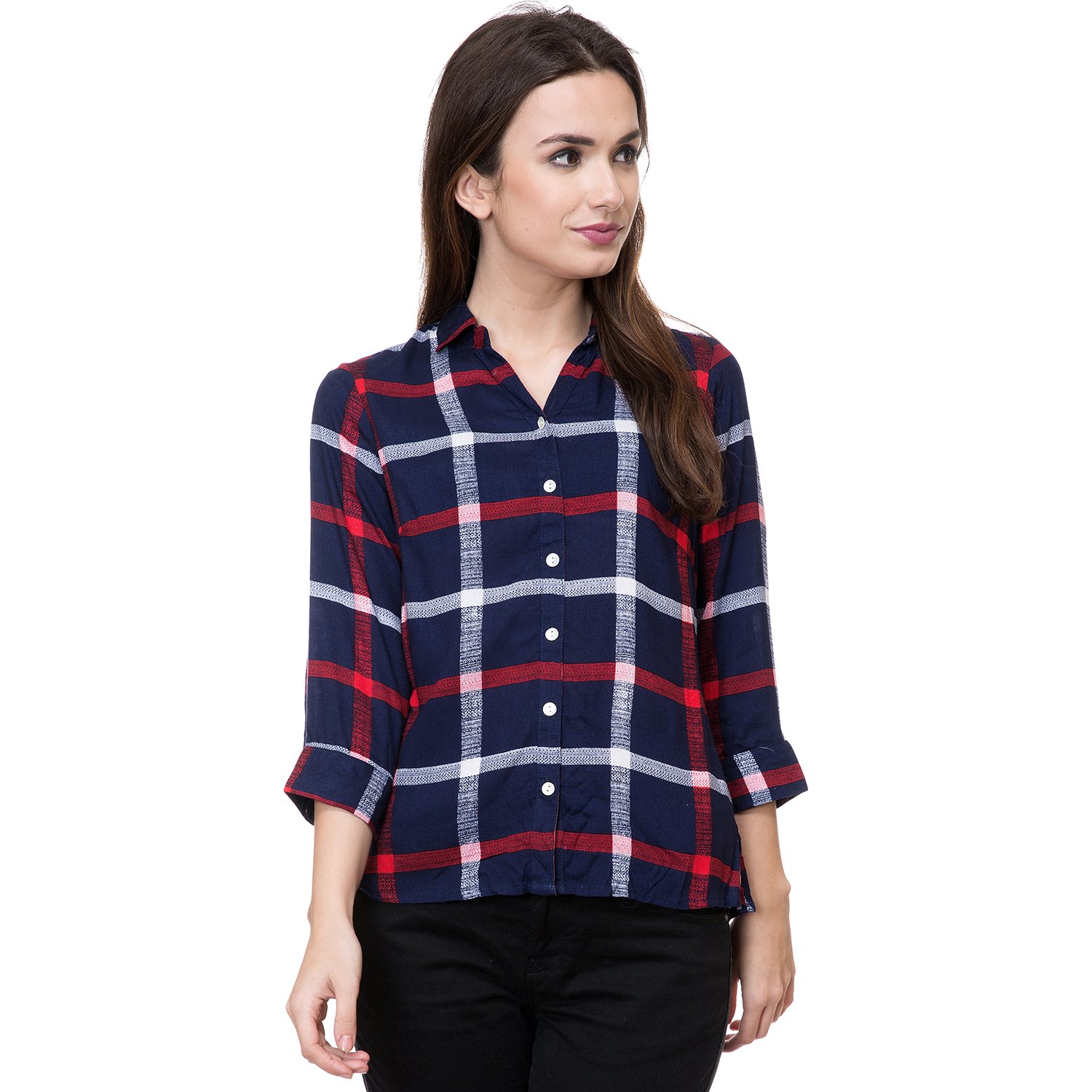 deewa navy & rani white rayon casual shirts for women (dws350pibl_xl)
