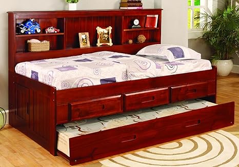 Twin Mates Storage Bed Frame Wood With 2 Two Drawers Bookcase Headboard Bedroom Beds Bed Frames