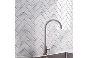 LaCheery 18 Tiles 12"x12" Marble Herringbone Peel and Stick Backsplash White Herringbone Backsplash Tile for Kitchen Peel and Stick On Tile Backsplash for Kitchen Wall Stove Bathroom Sink Back Splash