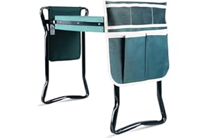 Ohuhu Garden Kneeler and Seat with Thicken & Widen Soft Kneeling Pad, Bonus 2 Large Tool Pouches for Garden Tools, Foldable S