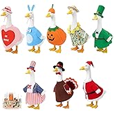 Porch Goose Outfits Set of 8 Holiday Porch Goose Valentine St. Patrick Easter Summer 4th of July Fall Halloween Christmas for All Seasons 23 inch Lawn Porch Gooses Clothing for Patio Yard Decor