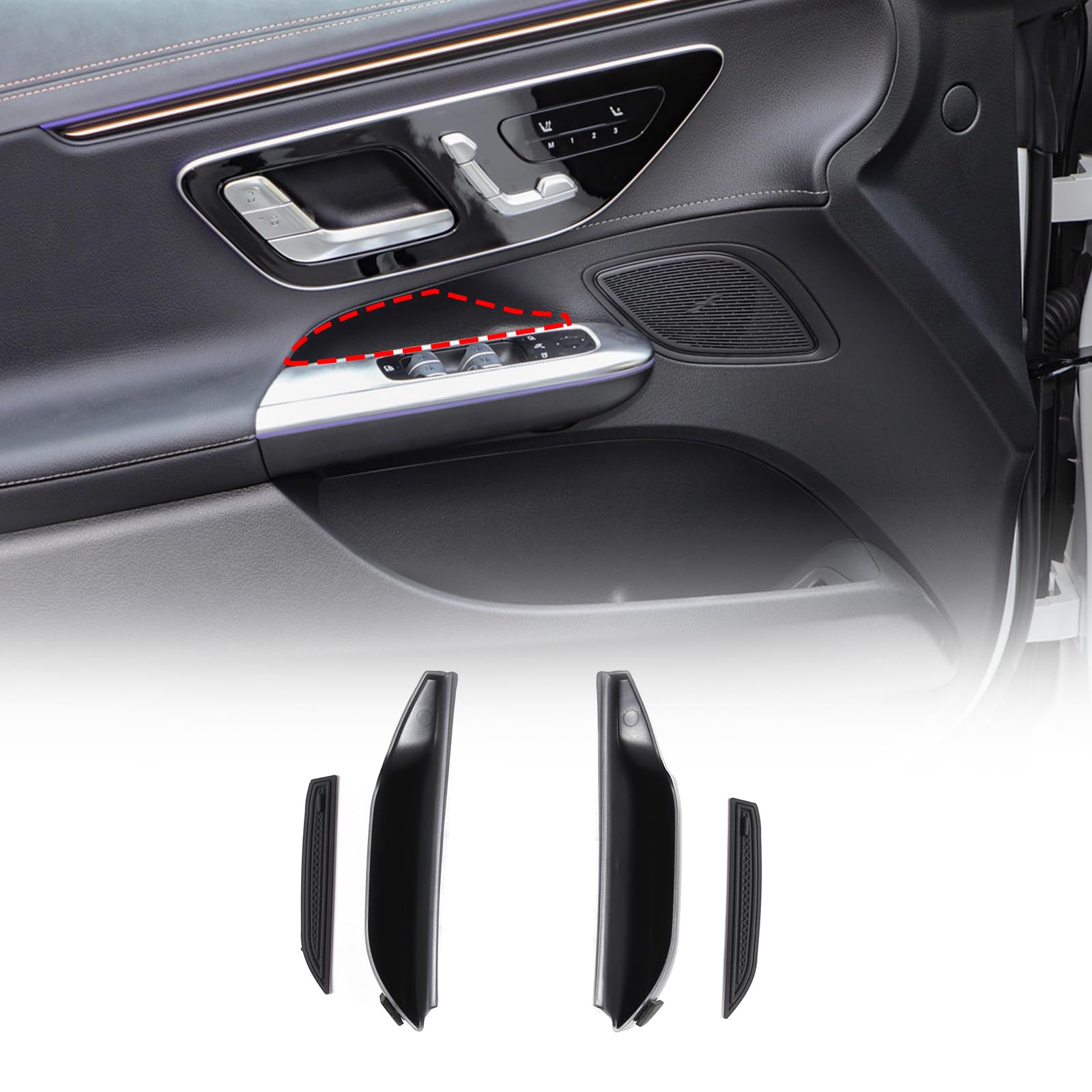 Photo 1 of TINKI Car Door Storage Box Organizer Tray for Mercedes Benz EQE 350 350+ 500 2023 2024 Door Armrest Phone Container Door Handle Pocket Insert Tray (Car Front Door Storage Box)
