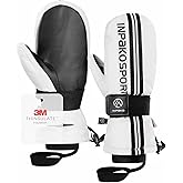 INPAKO Winter Ski Mittens with Removable Wrist Guard, 3M Thinsulate Snow Mittens with Inside Glove Liners, Waterproof Windproof Touchscreen Snowboard Mitten for Men Women, 5-Layer Thermal Cold Weather