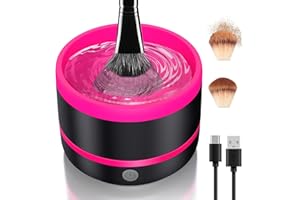 SOGUE Upgraded Electric Makeup Brush Cleaner Machine,Makeup Brush Cleaner Tools USB Cosmetic Brush Cleaner Auto Spinner for Beauty Make up Brush Sets Liquid Foundation,Contour,Eyeshadow Brush Washer.Red