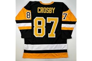 HOFSM.COM HALL OF FAME SPORTS MEMORABILIA Facsimile Autographed Sidney Crosby Pittsburgh Black Reprint Laser Auto Hockey Jersey Size Men's XL