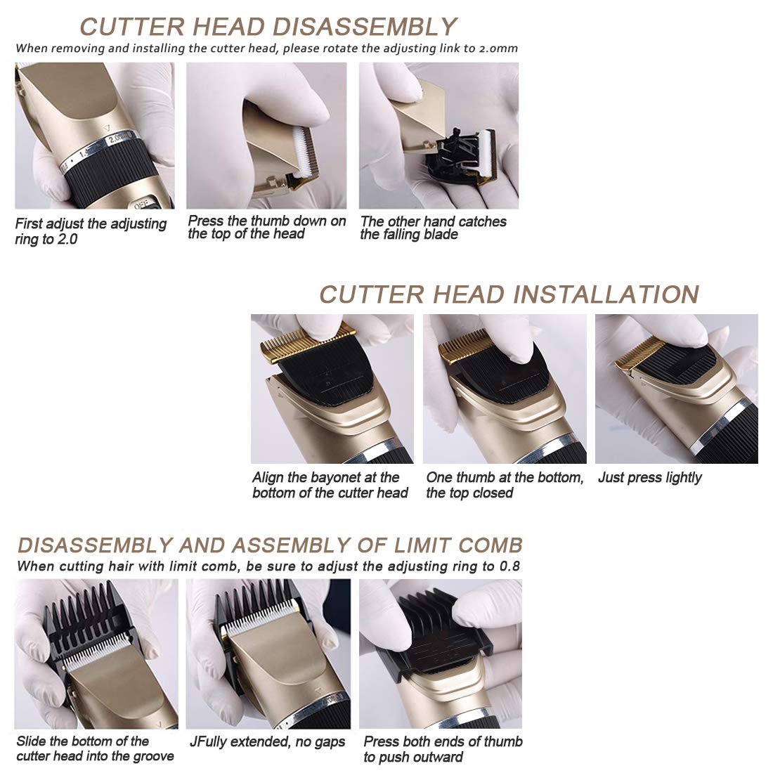 HAHAKEE Professional Hair Clippers, Rechargeable Haircut Trimmer Set, Hair Cutting Machine for Men/Kids/Baby/Barber Grooming Cutter Kit, Waterproof Haircut Barber Trimmer Kit with Guide Combs Brush : Beauty