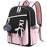 Teenage Girls Bookbag School Backpack Children Casual Daypack Schoolbag for Teens Black Pink
