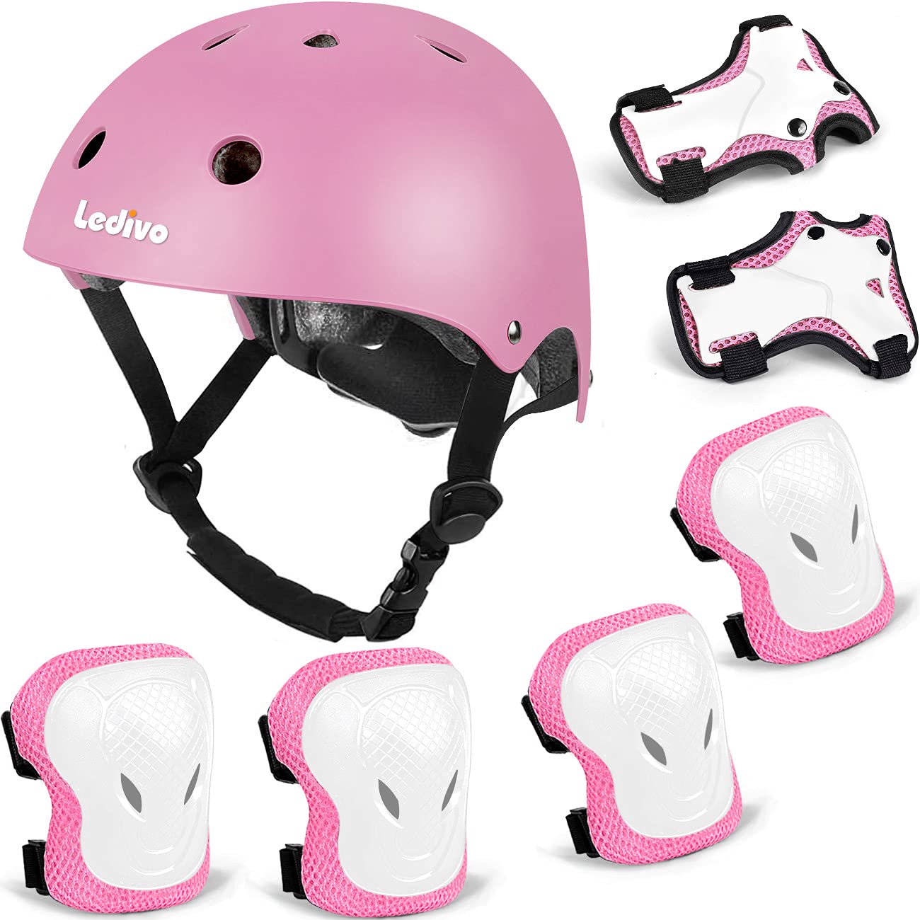 Photo 1 of LEDIVO Kids Bike Helmet Protection Gear Set for Toddler Youth Adult, Bicycle Helmet Knee Pads Elbow Pads Wrist Guards for Roller Skate Skateboard Cycling Skating