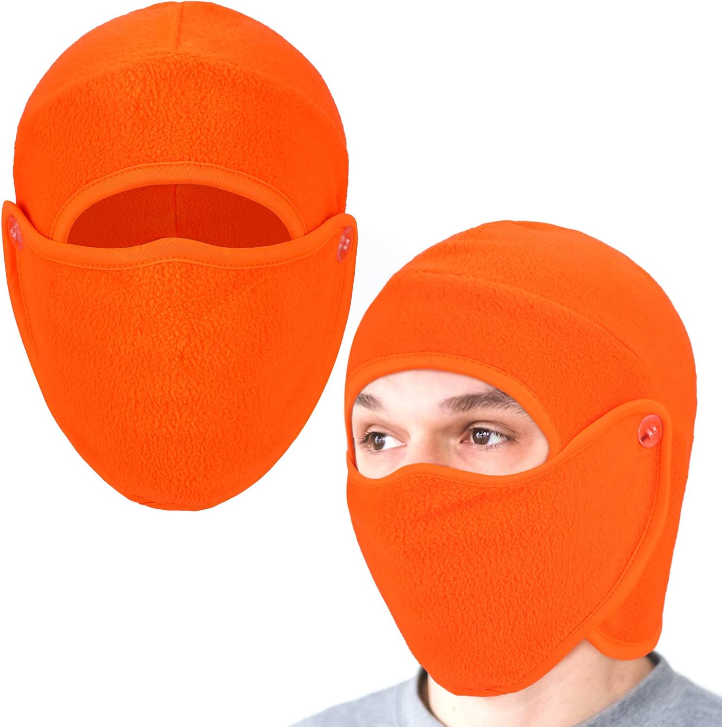 Geyoga 2 Pieces 2 in 1 Men's Hat Balaclava with Face Covering Warm Winter Cold Weather Headgear for Men Women (Fluorescent Orange) at  Women’s Clothing store