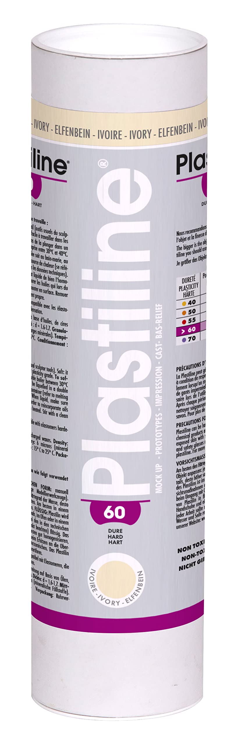 Plastiline 1160T - Plastiline tube - Modelling Paste, High Precision - Modelling, Sculpting, Moulding - Hardness 60 (hard) - 1 kg - Ivory shade. Made in France — image 1