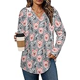 TZTTZT Cute Pink Pig Print Womens Tops Hoodies Sweatshirts for Women Pullover Long SLeeve Shirts Fall Fashion