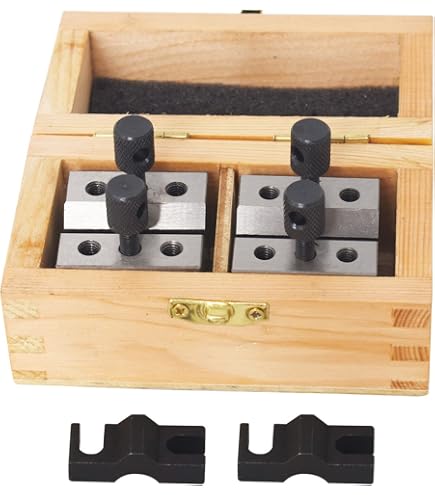 findmall V Blocks with Clamp Set Hardened Steel 90 Degree Angle