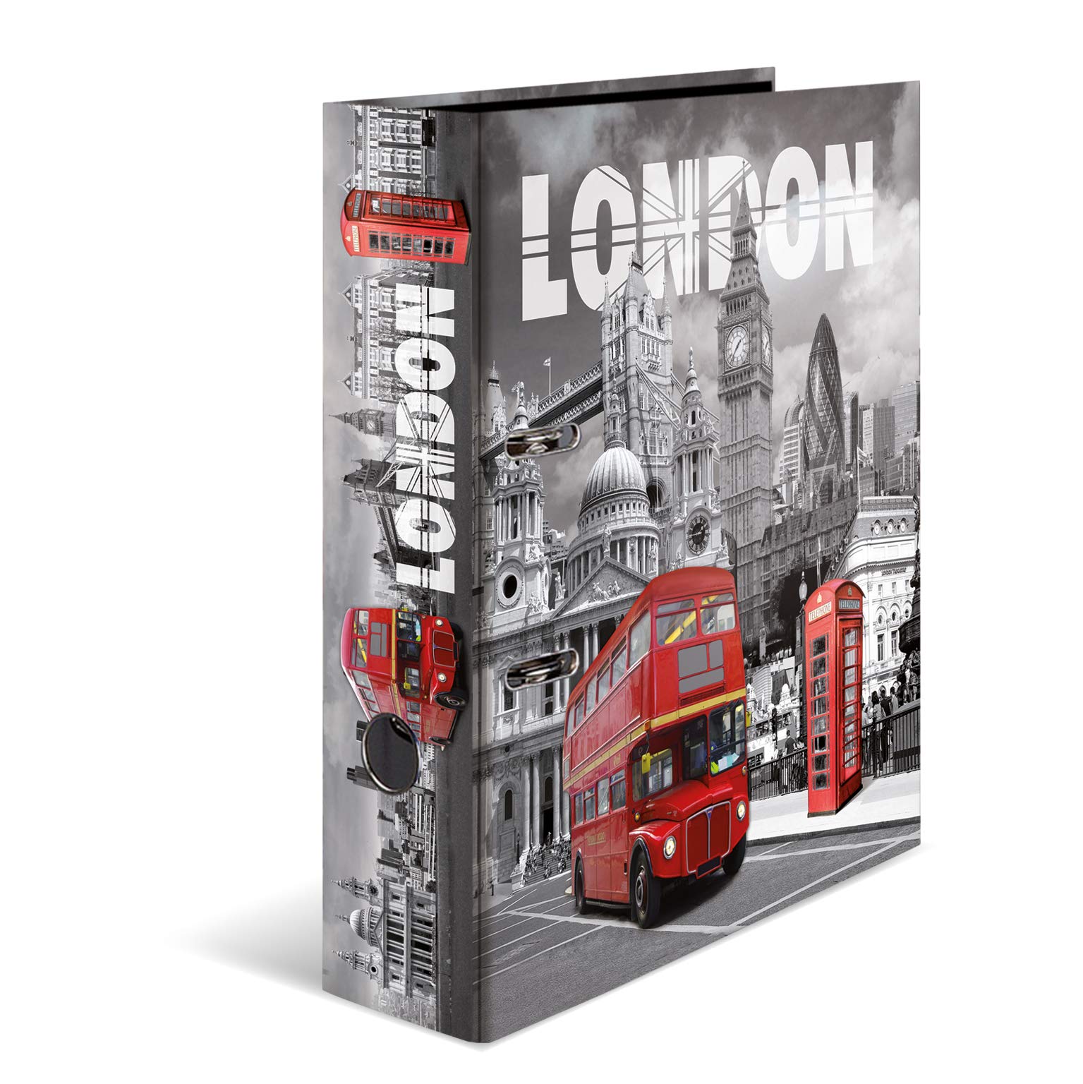 HERMA Lever Arch File Trend Cities with London Motif, A4, 70 mm Spine, with Inner Print, 1 Folder