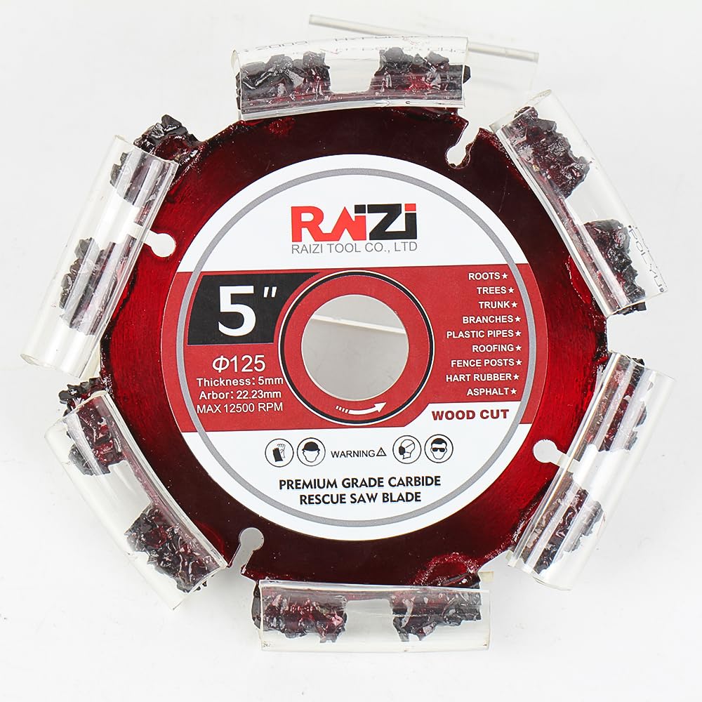 Raizi 125mm Premium Grade Demolition Carbide Fire Rescue Saw Blade for Roots Plastic Pipes Rubber Asphalt