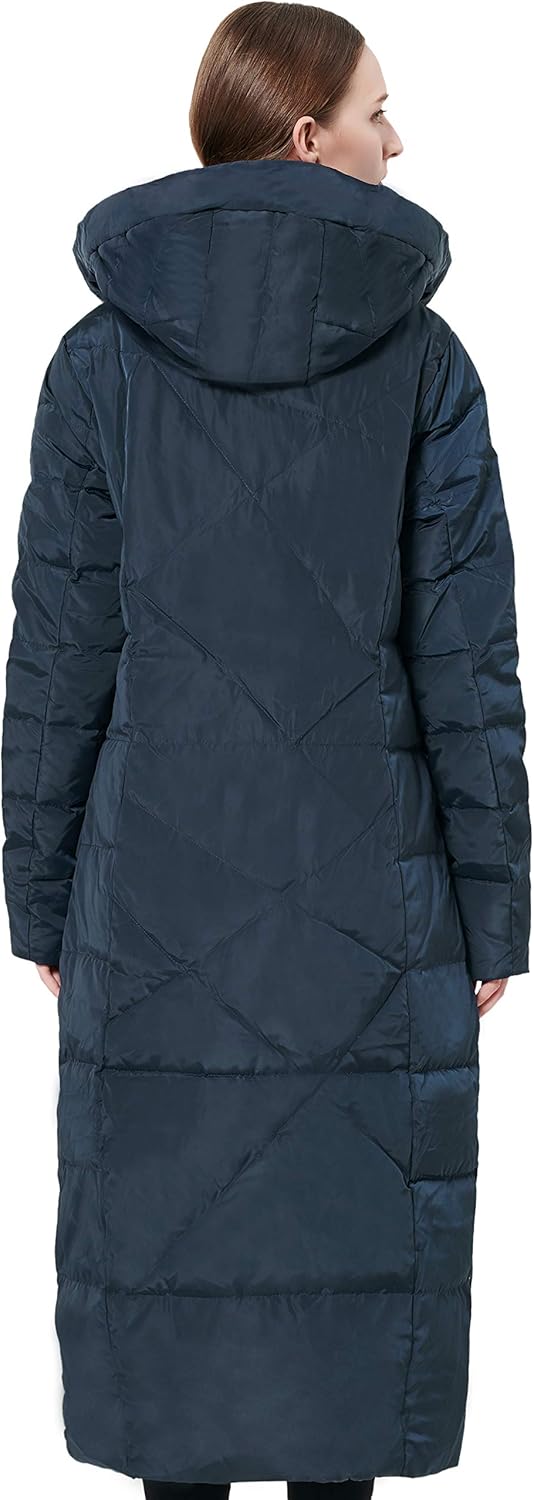 Orolay Women's Puffer Down Coat Winter Maxi Jacket with Hood: Clothing