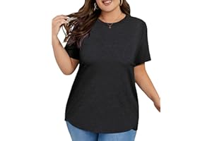 Hithymo Plus Size Workout Tops for Women Short Sleeve Gym T Shirts Quick Dry Lightweight Yoga Clothing XL-5XL