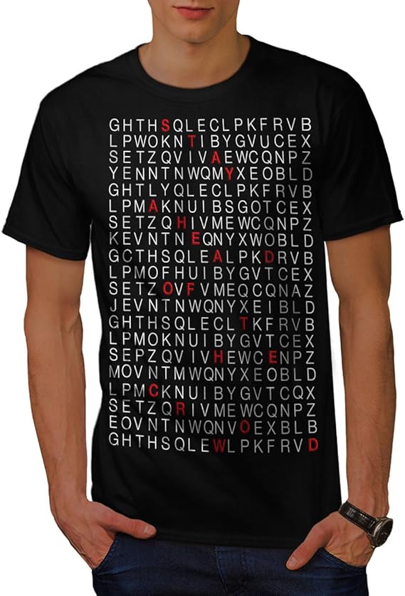 Wellcoda Crossword Unique Mens TShirt, Letter Detailed Design Print