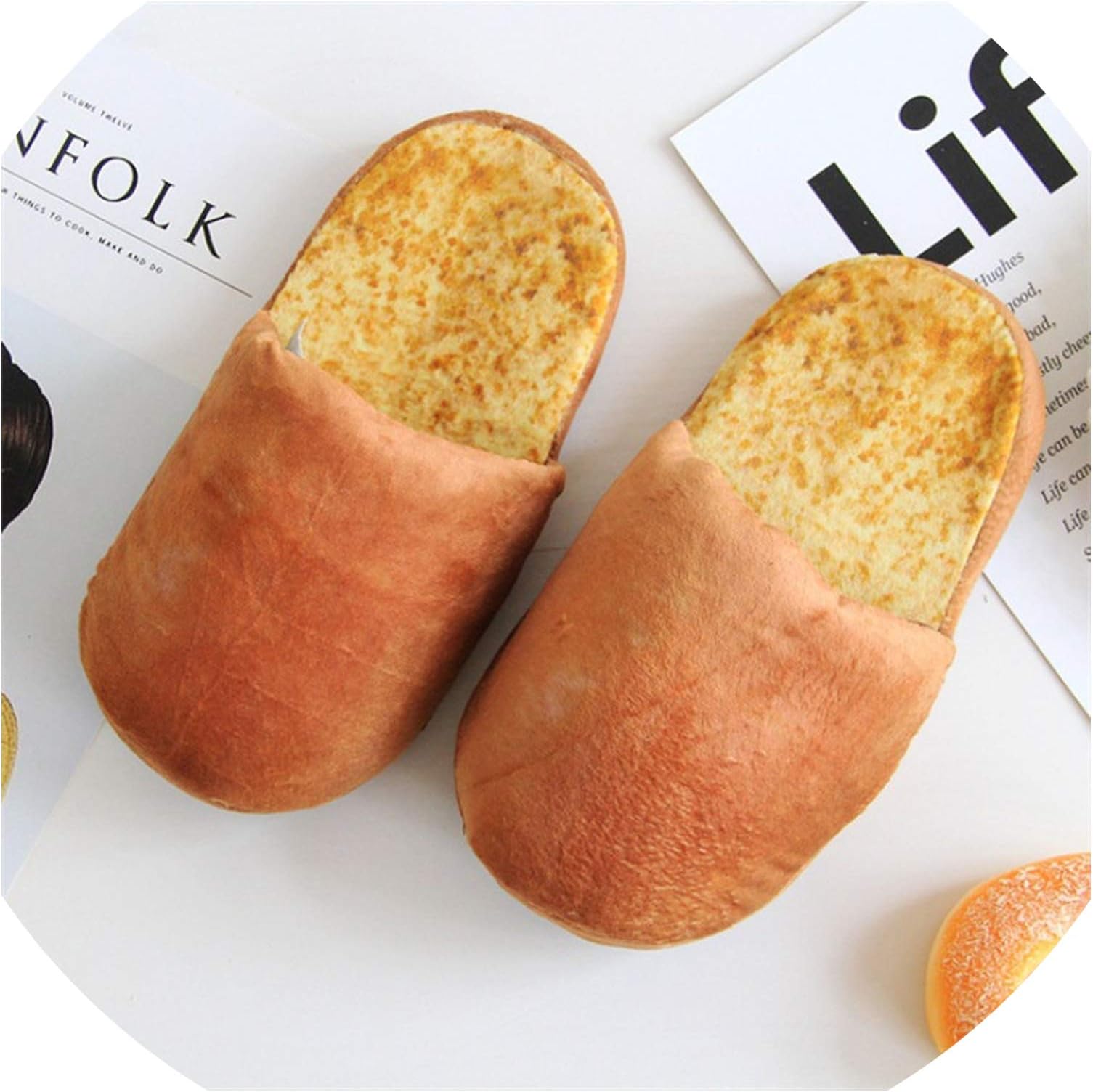 Simulation Bread Cartoon Couple Slippers Autumn Winter Cotton Slippers Creative Home Floor Shoes Bedroom Warm Soft Home Shoes,Brown Sugar Bread,39