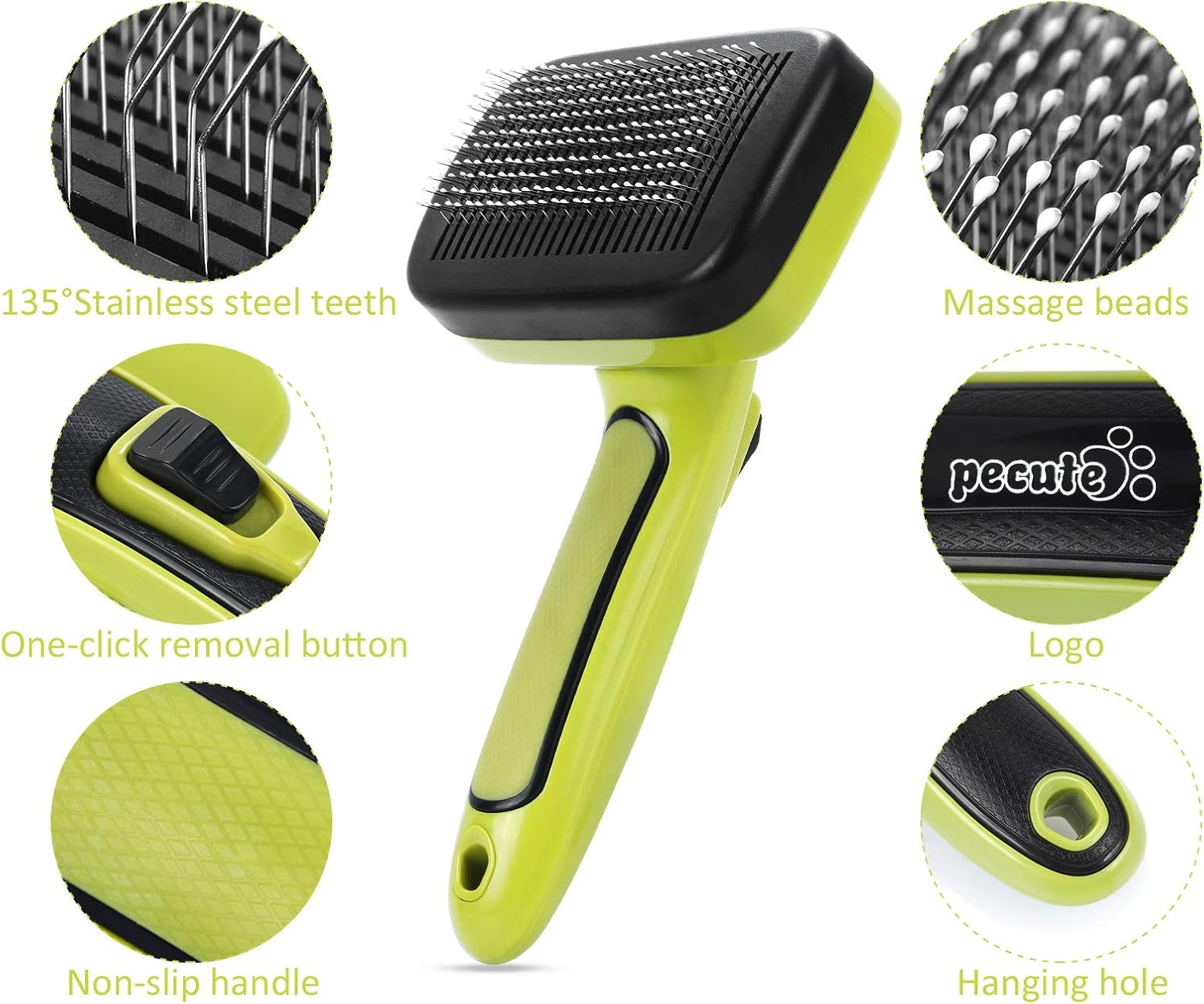pecute Slicker Dog Brushes,Self Cleaning Pet Grooming Brush- Removes 90% of Dead Undercoat and Loose Hairs,Rounded Pins Suitable for Small Medium Dogs Cats (Medium - Image 3