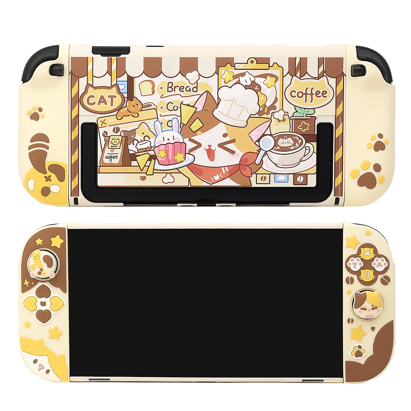 BLINGKIYO Silicone Protective Case Compatible with Nintendo Switch2, Calico Cat Dockable Protective Cover for Switch 2 |Come with 2 Thumb Grips