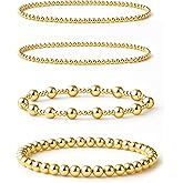 IMBOS Gold Bracelets for Women 14K Gold Plated Cross Bracelet Strand Bead Ball Bracelets stack Set Chunky Chain Bracelet Trendy Adjustable Jewelry Sets for Womens Gifts