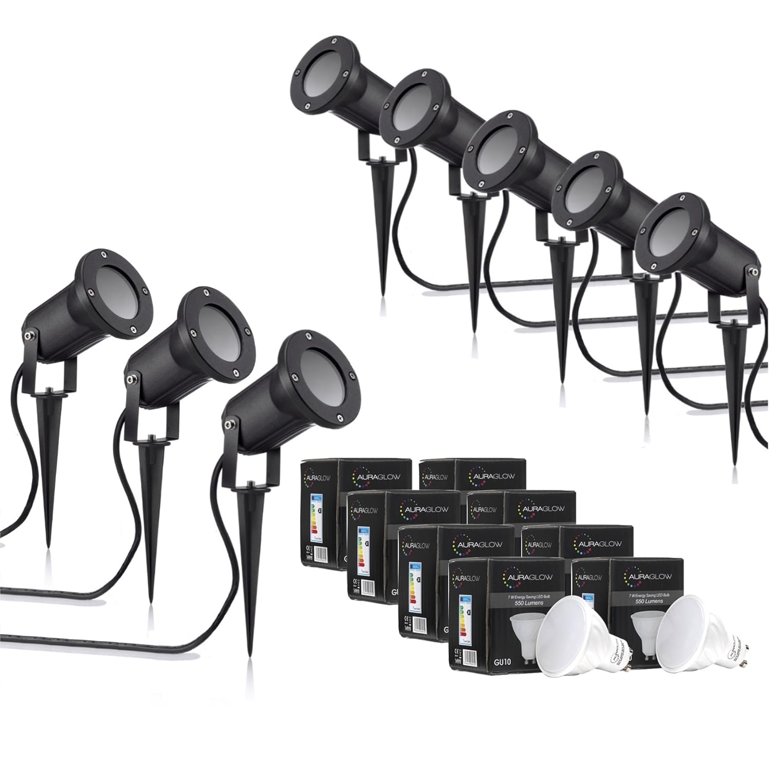 Auraglow Deep Recessed Garden Spike Light GU10 Holder IP54 Outdoor