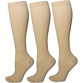 Bestjybt 3 Pairs Compression Socks for Women & Men Circulation 15-20 mmHg Support Socks for Athletic Running Cycling