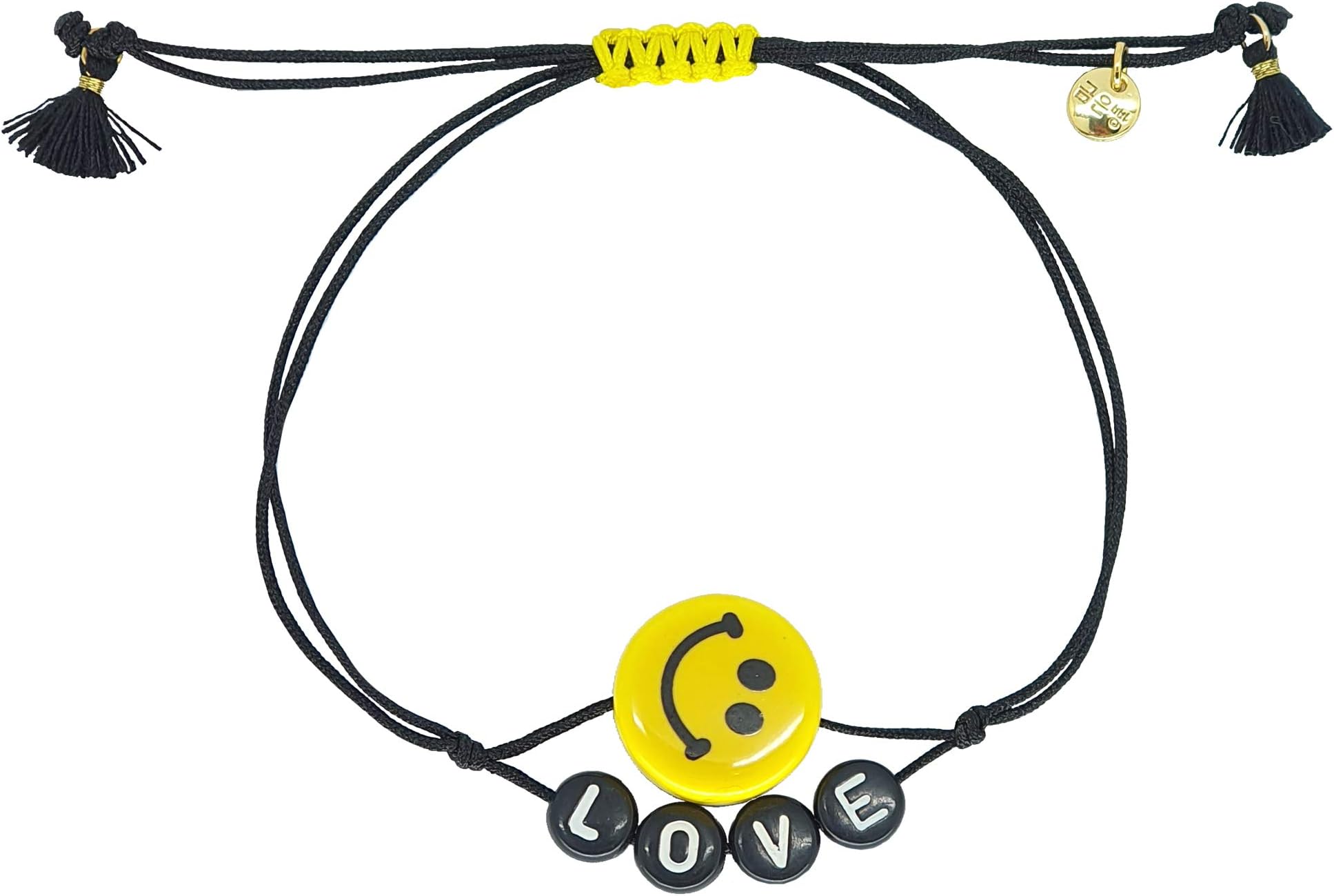 Geumeunbbang Yellow Ceramic Smile Bead with Positive Words Adjustable Size Handmade Bracelet