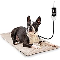 NICREW Dog Heating Pad, Temperature Adjustable Heated Dog Bed with Auto Shut Off Timer, Indoor Pet Heated Bed Mat for Cats an