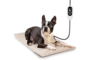 NICREW Dog Heating Pad, Temperature Adjustable Heated Dog Bed with Auto Shut Off Timer, Indoor Pet Heated Bed Mat for Cats an