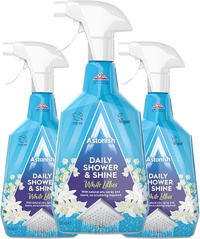 Astonish Daily Shower Shine White Lilies Cleaning Spray 750ml 3 Pack