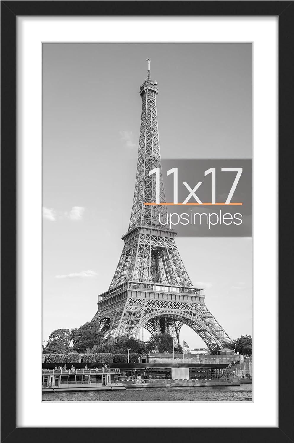 Photo Albums, Frames & Accessories - upsimples 11x17 Picture Frame, Display Pictures 9x15 with Mat or 11x17 Without Mat, Wall Hanging Photo Frame, Black, 1 Pack