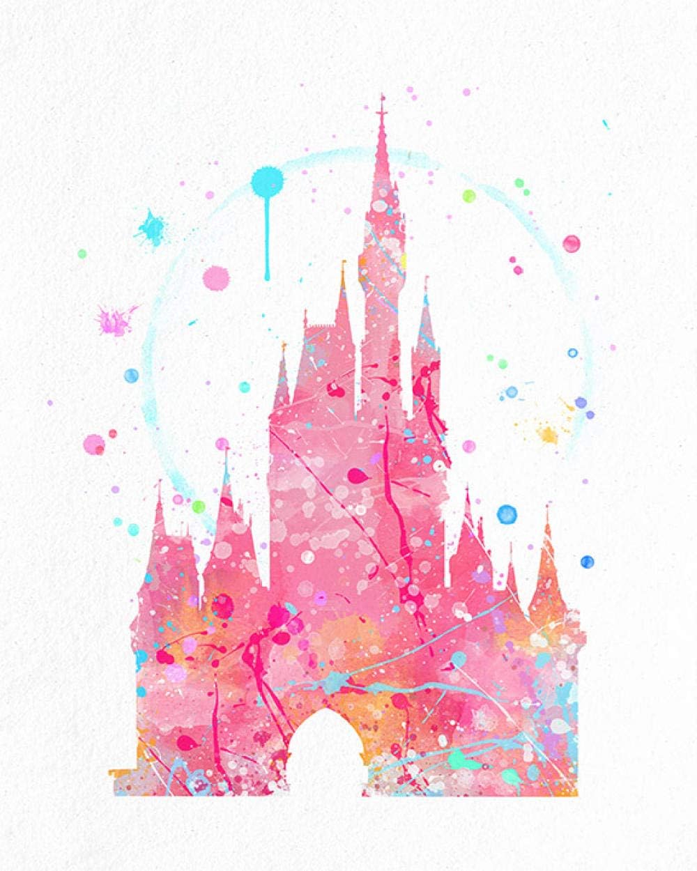 Napravi Rs Decoration De Chambre D Enfant Decoration De La Maison Bebe Creche Art Decoration Murale Pour Chambre Denfants Aquarelle Affiche Impression Idee Cadeau 50x70cm Pas De Cadre Impression De Photo Du Chateau De Disneys Rose