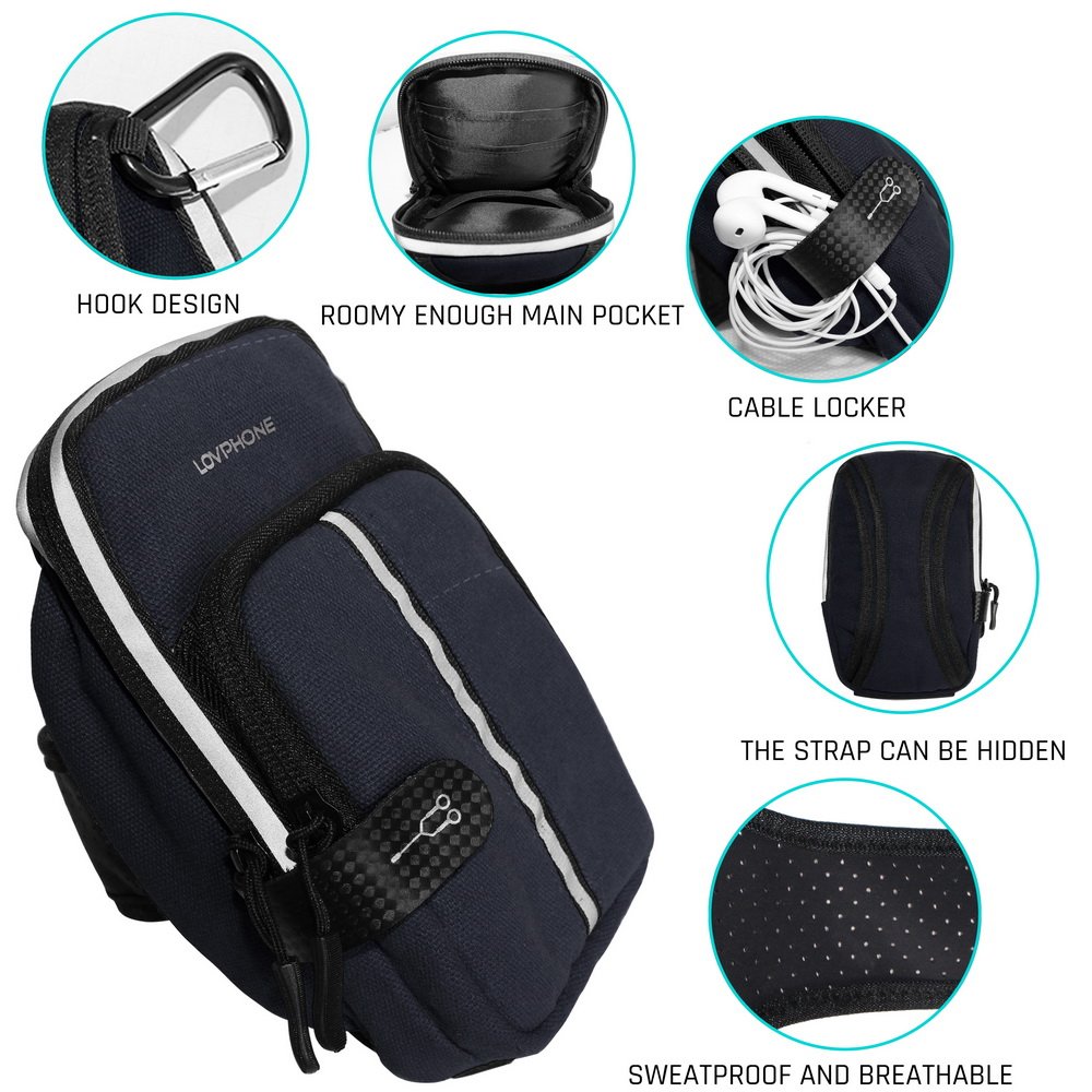 LOVPHONE Sports Armband, Double Pockets Phone Running Armband for iphone X/8/8 Plus/7/7 Plus, Samsung Galaxy Note 8/S8/S8 Plus/S7, Water Resistant (Black, 5.5-8.6inch)