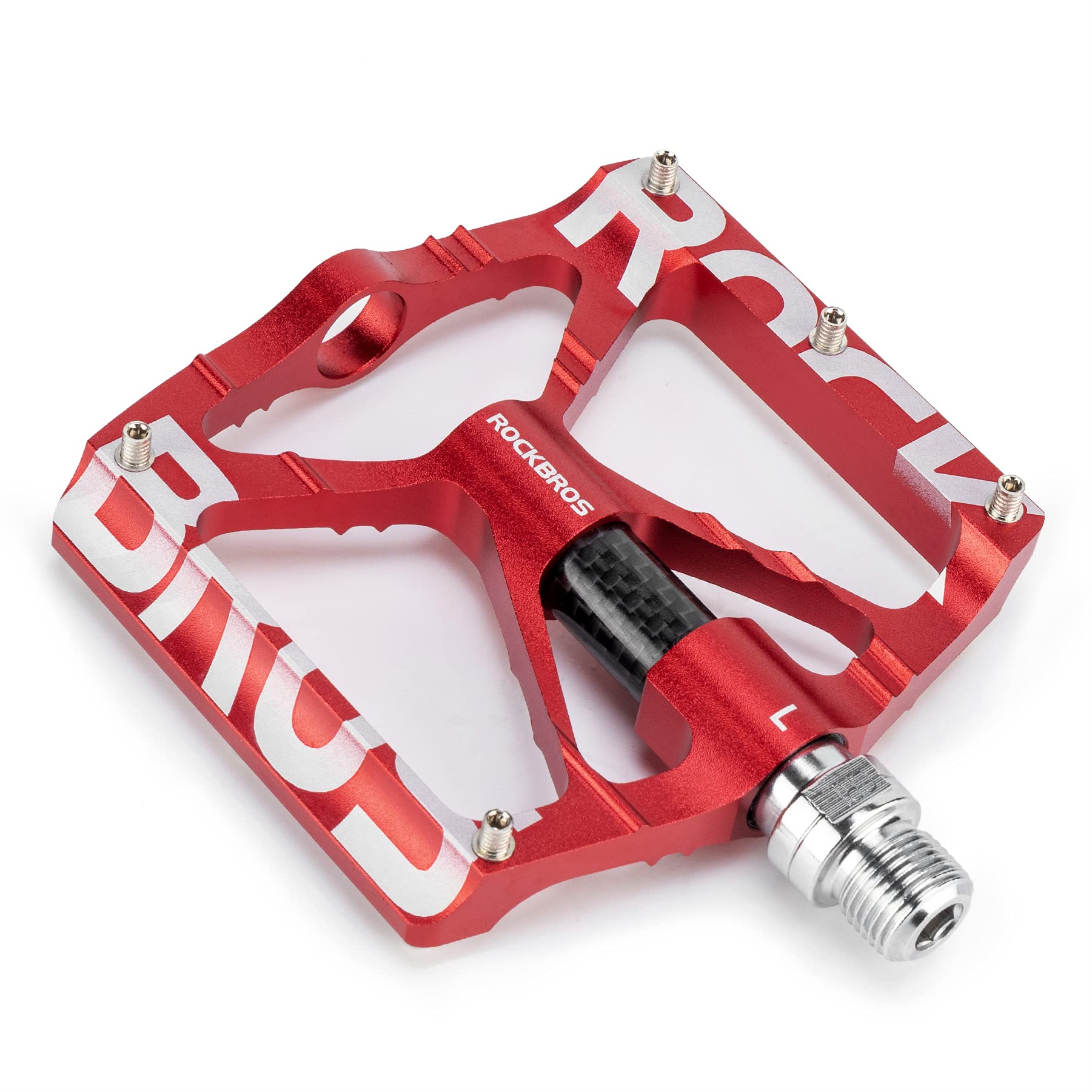 ROCKBROS Bicycle Pedals 9/16 "Aluminum Alloy MTB Pedals With Sealed Bearings Non-slip Pedals Red