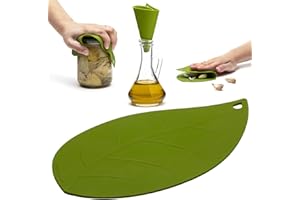 Peleg Design Leafit Multipurpose Silicone Pad - Jar Opener Gripper, Garlic Peeler Skin Remover, Funnel for Filling Bottles - 
