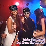 Dreamtop 3Pcs Sequin Black Hat Sunglasses Earrings Party Set for Abba 70s view 7